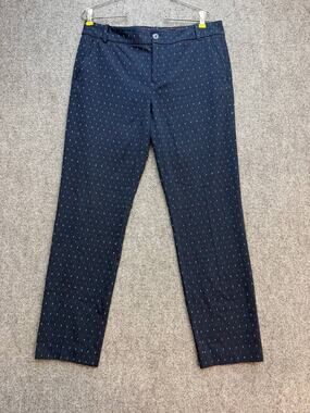 Tommy Hilfiger Women's Size 8 Navy Print Slim Ankle Pants Chinos Stretch